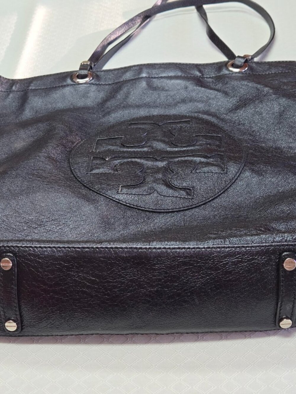 Tory Burch Black Leather Tote - Picture 3 of 9